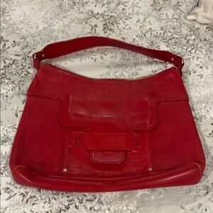KATE SPADE NY / RED SAVONA LEATHER WOMENS FRONT FLAP SADDLE BAG